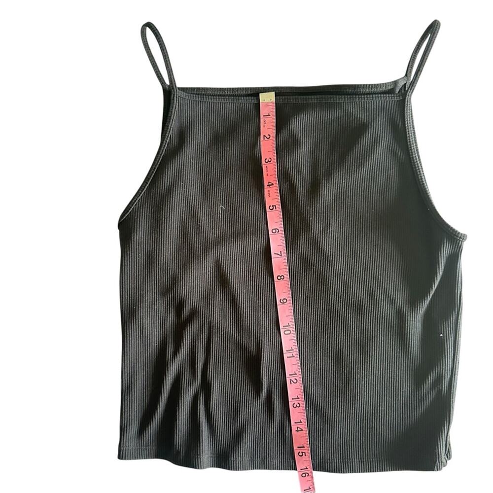 Abercrombie & Fitch Soft AF Black Ribbed Crop Tank Top Am Spaghetti Straps L - Picture 6 of 7